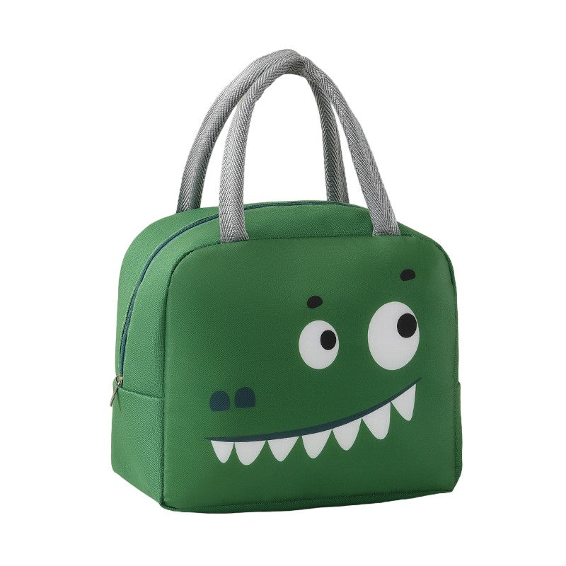 Geantă Frigorifică pentru Prânz, Izolată Termic, Portabilă pentru Copii și Grădiniță, Pânză Oxford Impermeabilă, 22x14x19 cm, Model Crocodil, Verde