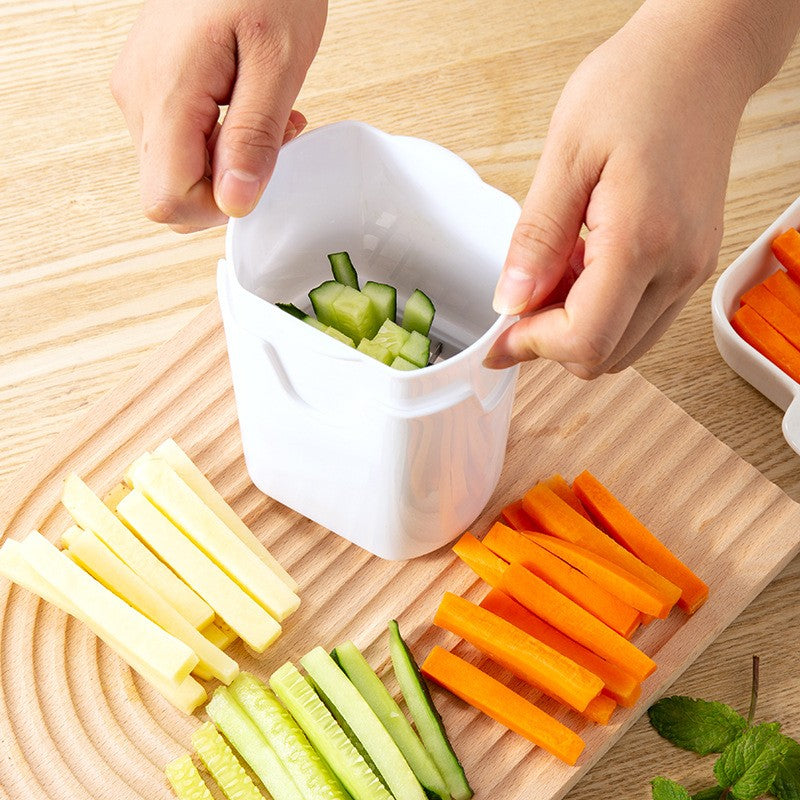 Feliator de Fructe si Legume, Mecanic pentru Taiere Cuburi 1.2 cm, Otel Inoxidabil si Plastic, 14 x 9.5 x 8 cm, Alb