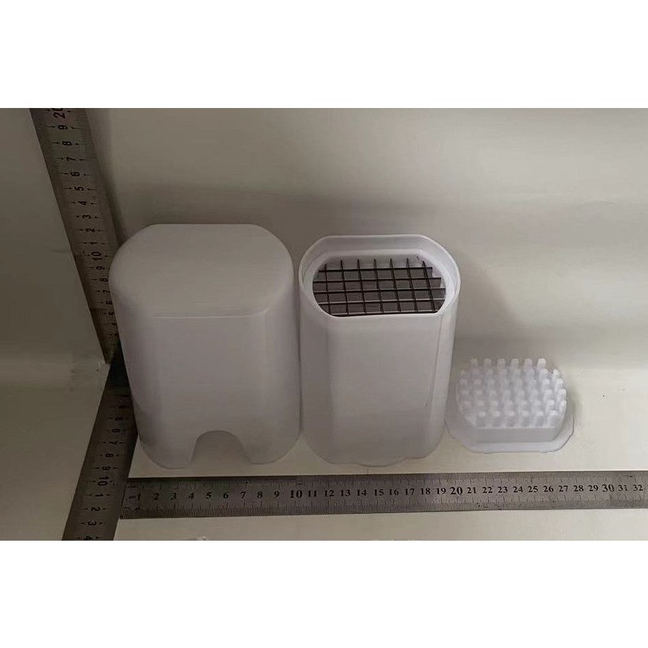 Feliator de Fructe si Legume, Mecanic pentru Taiere Cuburi 1.2 cm, Otel Inoxidabil si Plastic, 14 x 9.5 x 8 cm, Alb