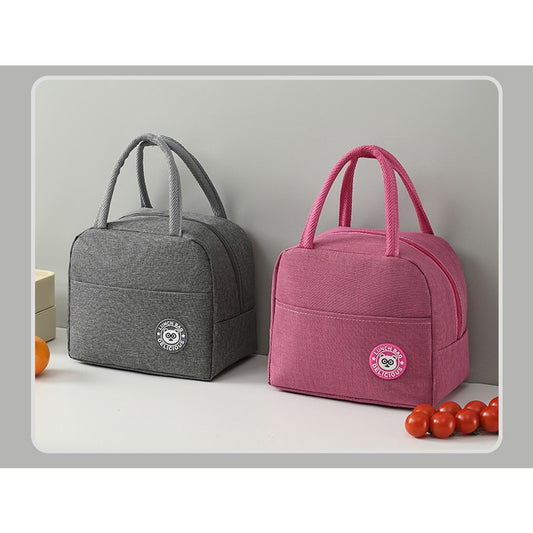 Geanta Termica pentru Pranz, Geanta Izoterma Multifunctionala si Compartimentata, Material Impermeabil cu Manere si Buzunar Exterior, 22x14x19 cm, Gri