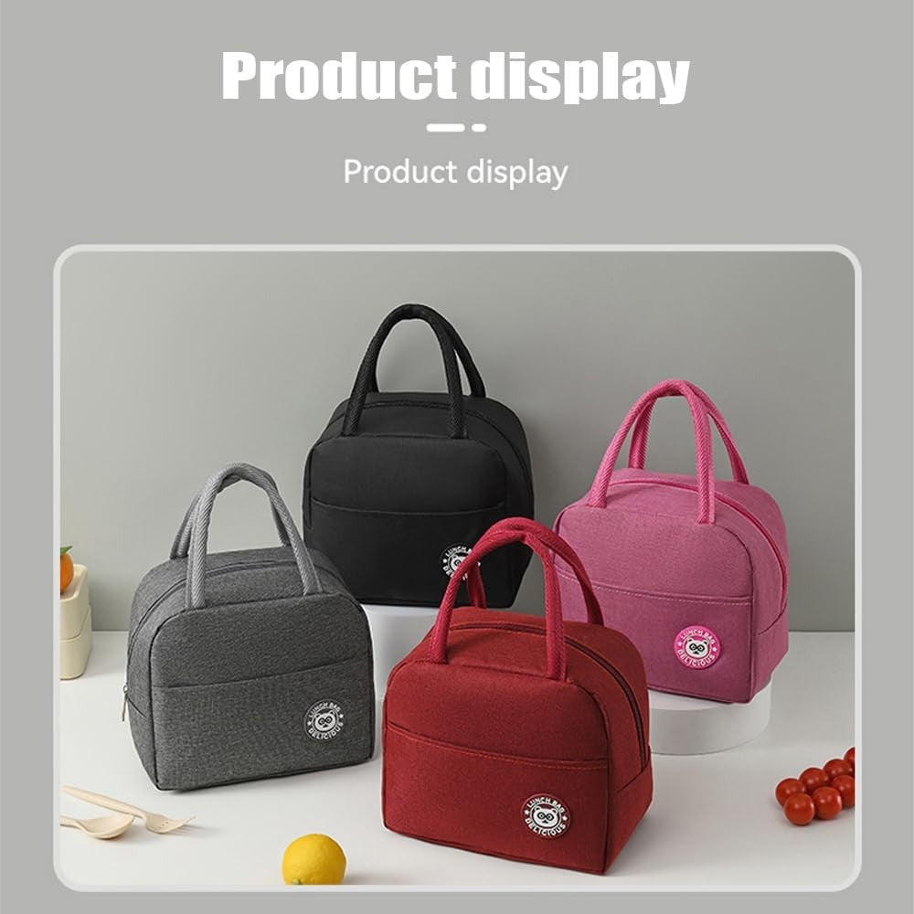 Geanta Termica pentru Pranz, Geanta Izoterma Multifunctionala si Compartimentata, Material Impermeabil cu Buzunar Exterior, 22x14x19 cm, Rosu