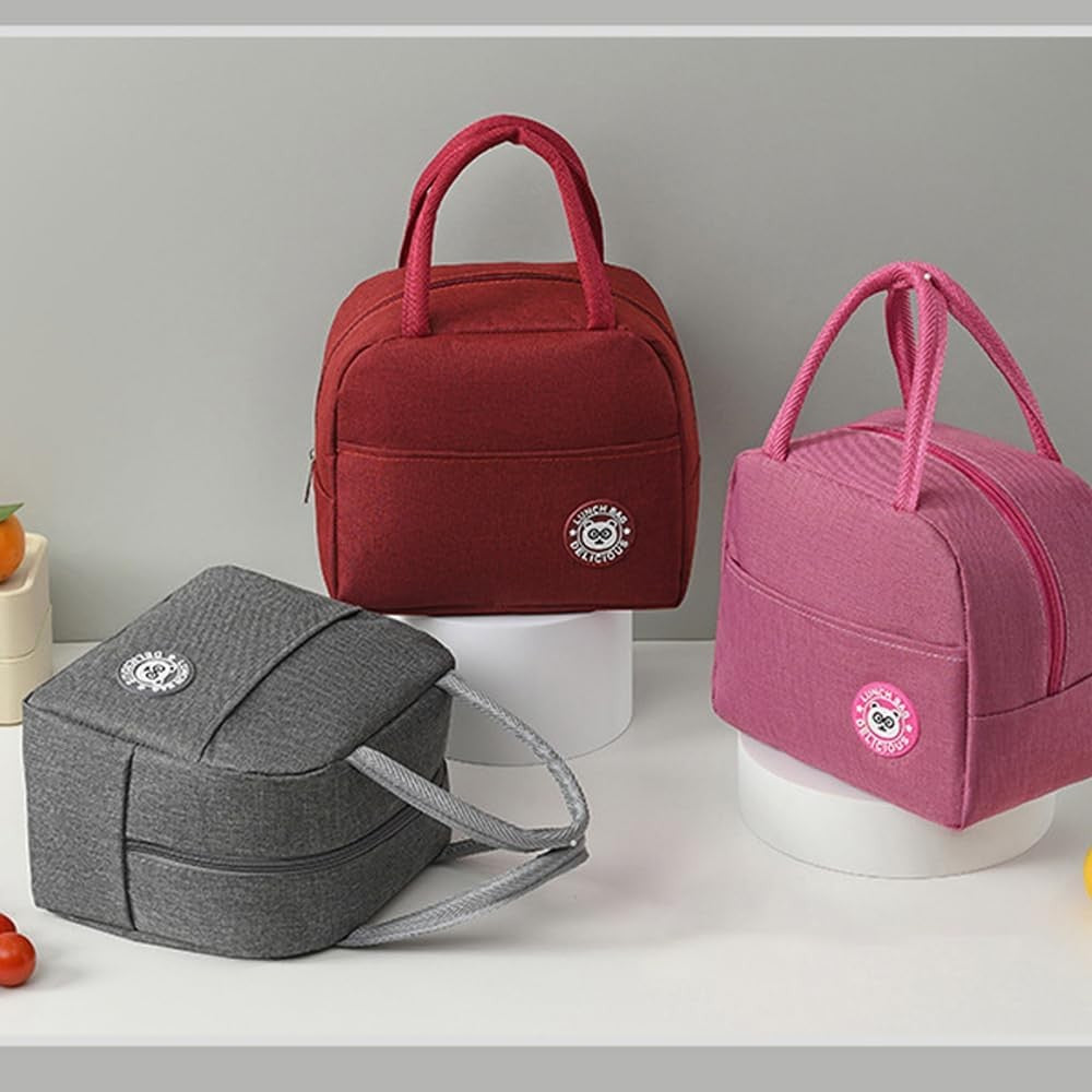 Geanta Termica pentru Pranz, Geanta Izoterma Multifunctionala si Compartimentata, Material Impermeabil cu Buzunar Exterior, 22x14x19 cm, Rosu