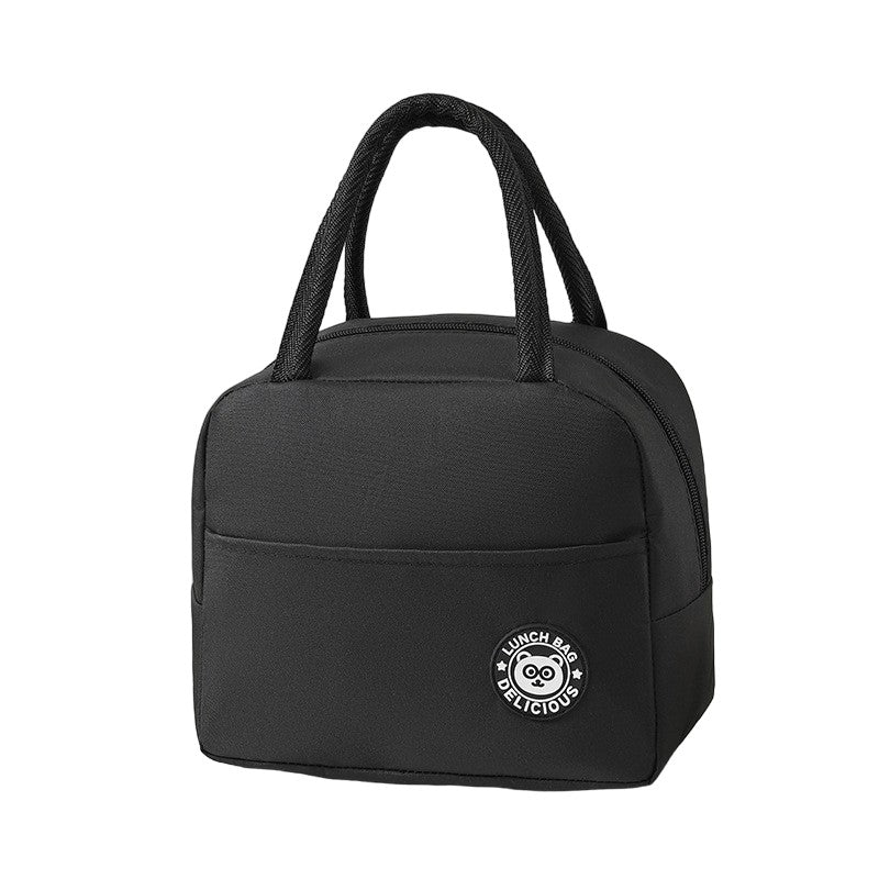 Geanta Termica pentru Pranz, Model Compartimentat si Impermeabil, Interior Izolat cu Manere Ergonomice si Buzunar Exterior, Textil Oxford, 22x14x19 cm, Negru