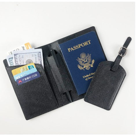 Portofel Organizator Documente de Calatorie, Suport Pasaport si Carduri cu Buzunar Pix, Piele Ecologica PU, Design Subtire, 23x16 cm, Negru