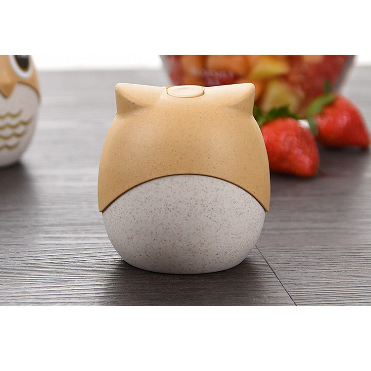 Suport pentru Scobitori Multifunctional, Model Bufnita, Organizator Decorativ Masa si Birou, Plastic Rezistent, 8.3x7.8 cm, Portocaliu