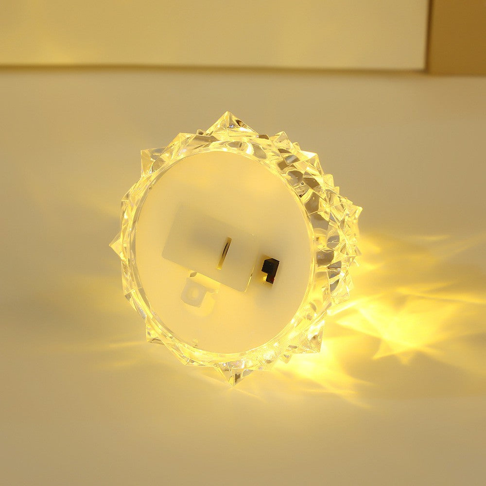 Lampa de Veghe Model Iceberg, Lumina Calda Ambientala, Design Modern Minimalist, Plastic Transparent, Alimentare cu Baterii, 6.5x8 cm