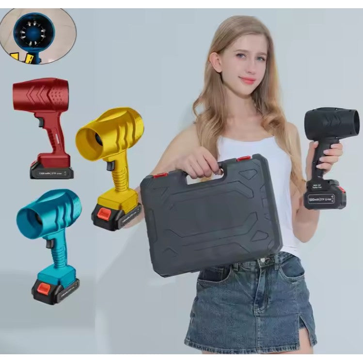 Suflanta de Aer Portabila cu Acumulatori, Curatare Praf, Frunze si Auto, 25000 RPM, Motor 21V, 2 Baterii Li-Ion 1500 mAh si Incarcator, Turcoaz
