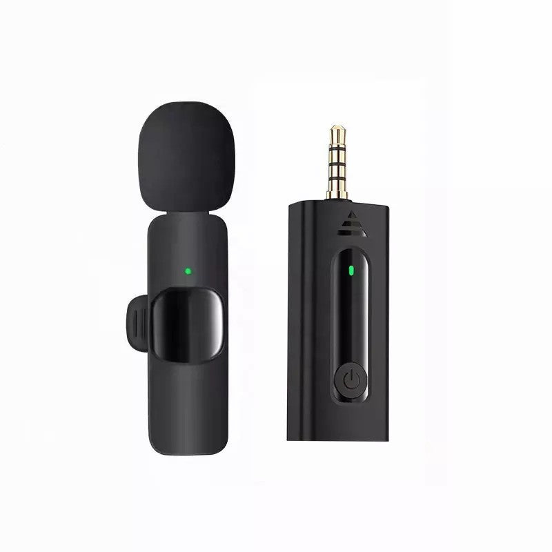 Microfon Lavaliera Wireless cu Receptor Jack 3.5 mm, Conectivitate Bluetooth 5.0, Anulare Zgomot, Raza Actiune 30 m, Negru
