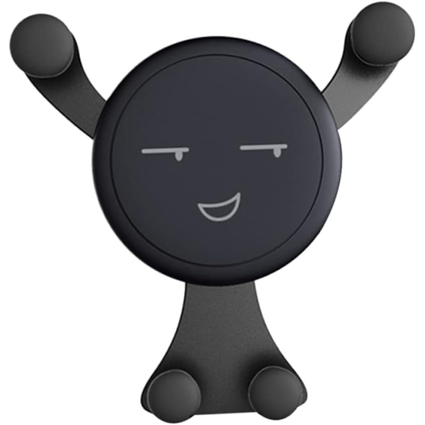 Suport Telefon Auto pentru Ventilatie, Model Smiley Face, Rotire 360 Grade, ABS si Silicon, Compatibilitate Universala 4.0-6.0 Inch, 11 x 10 x 4 cm, Negru