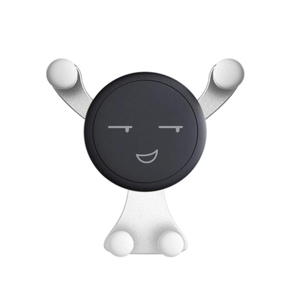 Suport Telefon Auto Pentru Ventilatie, Model Smiley Face, Rotatie 360 Grade, ABS si Silicon, Compatibilitate Universala 4.0 - 6.0 Inch, Argintiu