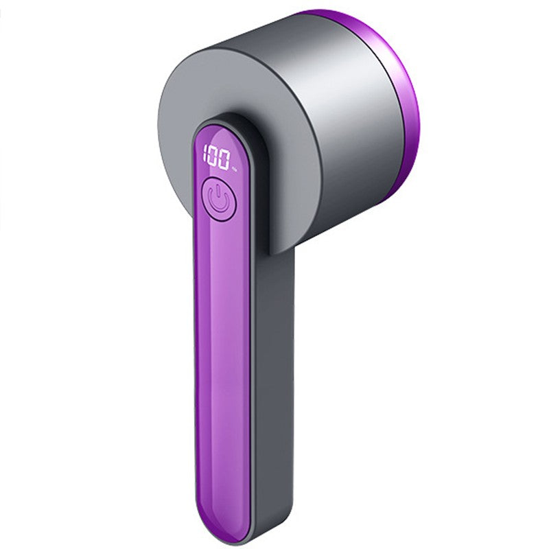 Aparat Pentru Curatat Scame, Par si Praf, Trimmer Portabil cu Lame din Otel Inoxidabil, Maner Ergonomic si Recipient Detasabil, Incarcare USB, Negru/Mov