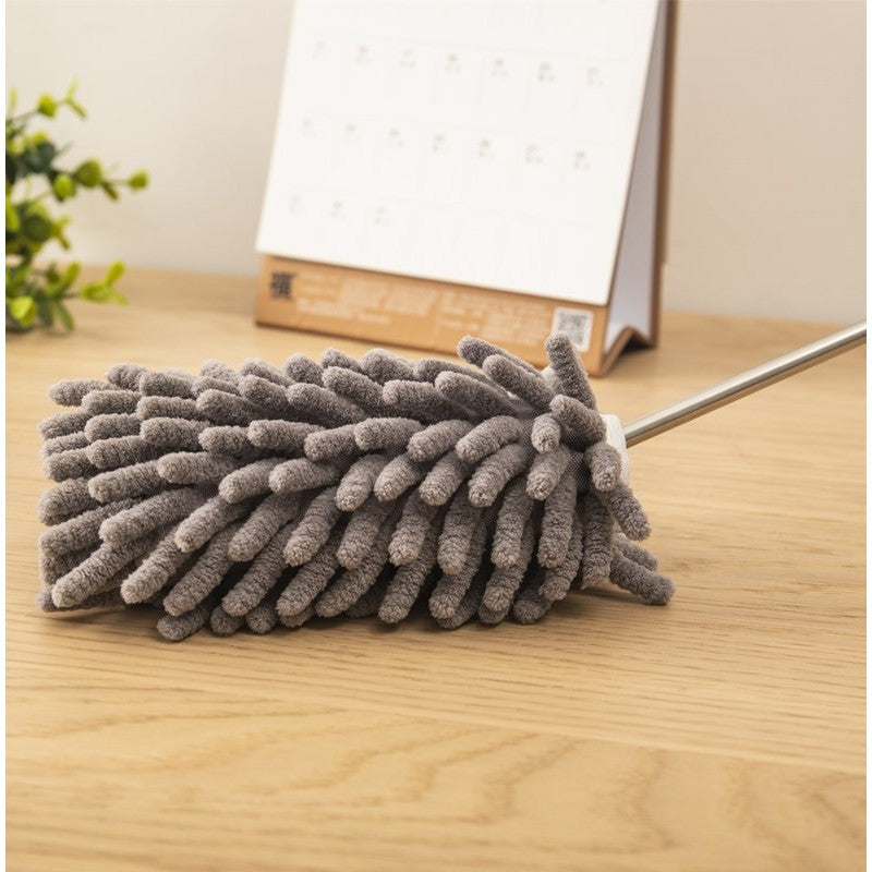 Mop din Microfibra pentru Curatenie, Set 3 Capete Detasabile, Pamatuf Praf si Mini Perie, Maner Extensibil 220 cm, Material EVA, Husa cu Fermoar, Gri