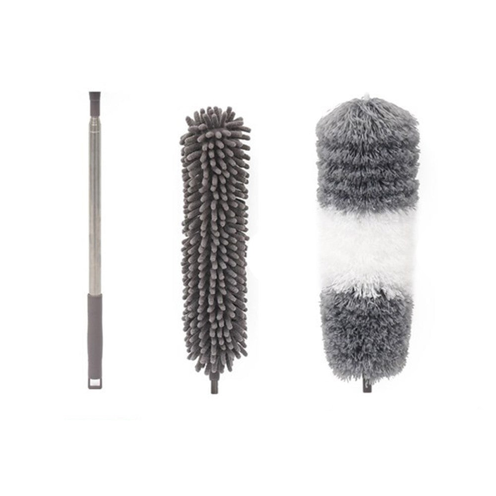 Mop din Microfibra pentru Curatenie, Pamatuf pentru Praf, Set 2 Capete Detasabile, Maner Telescopic Extensibil 220 cm, Material EVA, Husa cu Fermoar, Gri