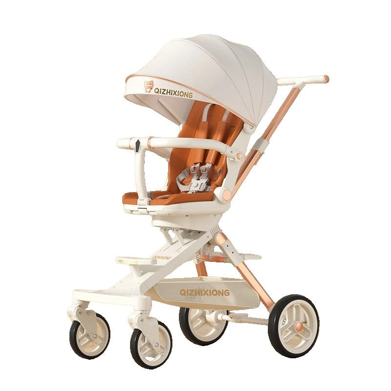 Carucior Sport 3 in 1, Scaun de Masa si Pat de Dormit, Pliabil, Sezut Rotativ 360 Grade, Reversibil, Cadru Aluminiu, 6-36 Luni, Alb