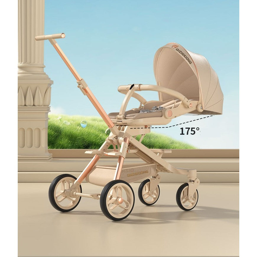 Carucior Sport 3 in 1, Scaun de Masa si Pat de Dormit, Pliabil, Sezut Rotativ 360 Grade, Reversibil, Cadru Aluminiu, 6-36 Luni, Alb