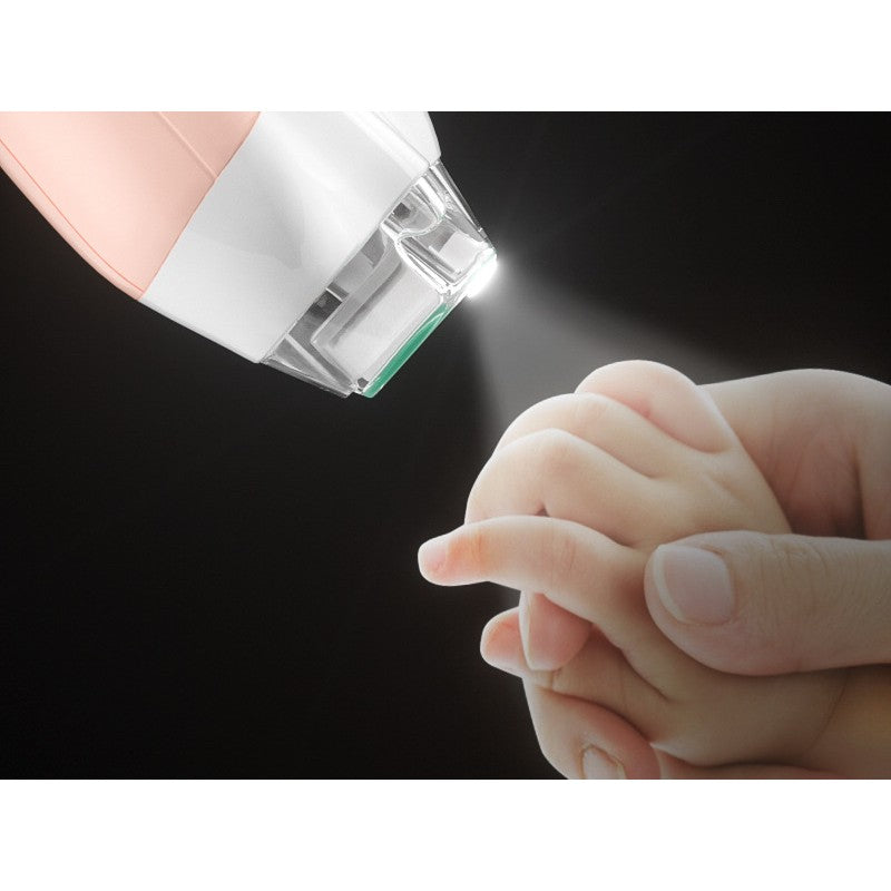 Pila Electrica pentru Unghii Bebelusi si Copii, Silentioasa cu Lumina LED si Incarcare USB Tip C, Material ABS, 6 Capete de Pilit Incluse, Roz