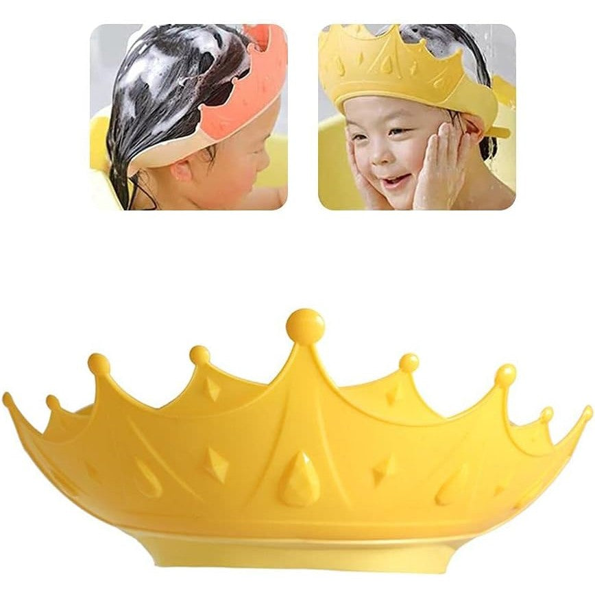 Fippy Viziera de Protectie Baie pentru Copii si Bebelusi, Protectie Ochi si Urechi Impotriva Samponului, Model Coroana, Banda Ajustabila, Material TPE si PP, Galben