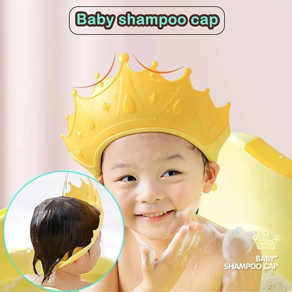Fippy Viziera de Protectie Baie pentru Copii si Bebelusi, Protectie Ochi si Urechi Impotriva Samponului, Model Coroana, Banda Ajustabila, Material TPE si PP, Galben