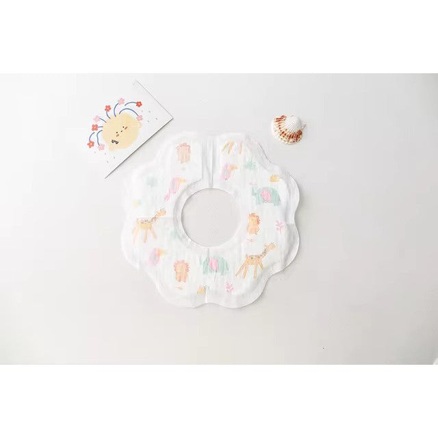 Bavete de Unica Folosinta pentru Bebeluși, Protectie Impermeabila, Material Moale, Model Animalute, Alb/Gri, 10 Bucati