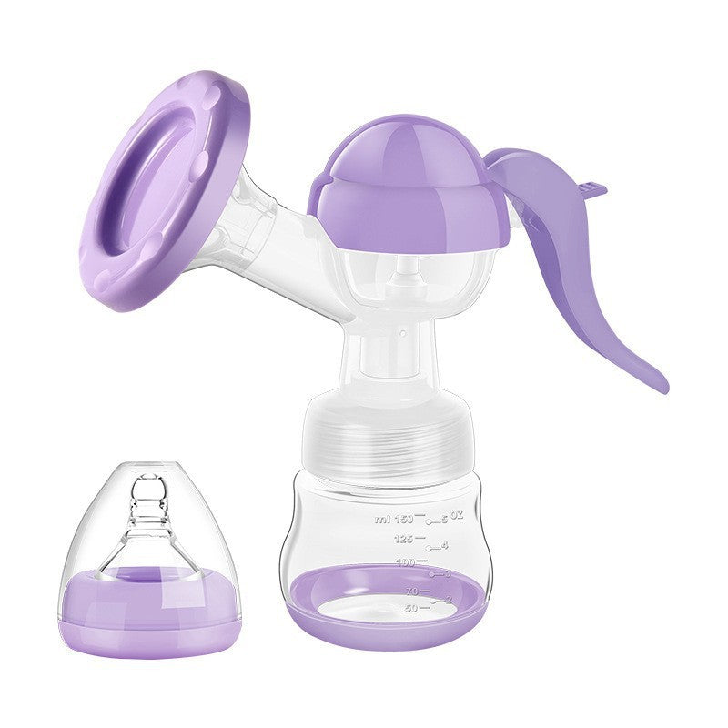 Pompa de San Manuala Multifunctionala, Sistem Anti-Scurgere si Anti-Reflux, Recipient Transparent cu Tetina Biberon, Silicon si Plastic, 150 ml, 17x18 cm, Mov