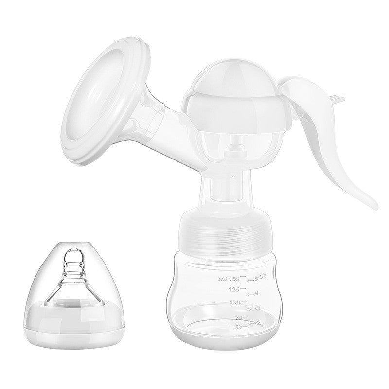 Pompa de San Manuala Multifunctionala, Kit Extragere Lapte cu Tetina Biberon si Protectie Anti-Reflux, Sistem Anti-Scurgere, Silicon si Polipropilena, 150 ml, Alb/Transparent