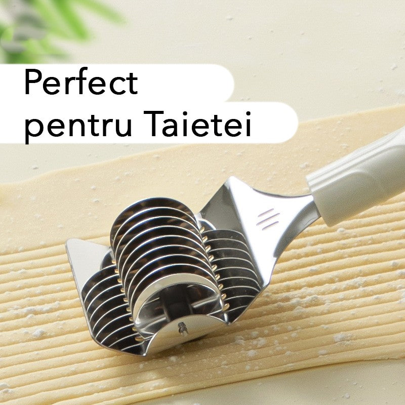 Dispozitiv de Taiat Taietei si Razatoare multifunctionala, Curatator Legume si Fructe, Maner Anti-Alunecare, Inox si Plastic, 22 x 6.5 cm, Alb