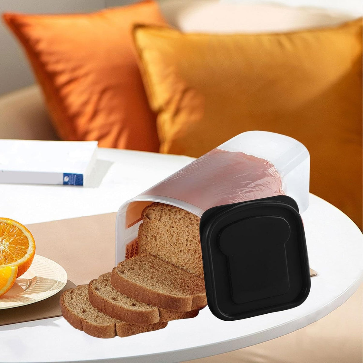 Cutie Depozitare Paine, Cutie pentru Prospetime Indelungata, Capacitate 5 Litri, Plastic Rezistent, 34 x 13 x 13 cm, Negru