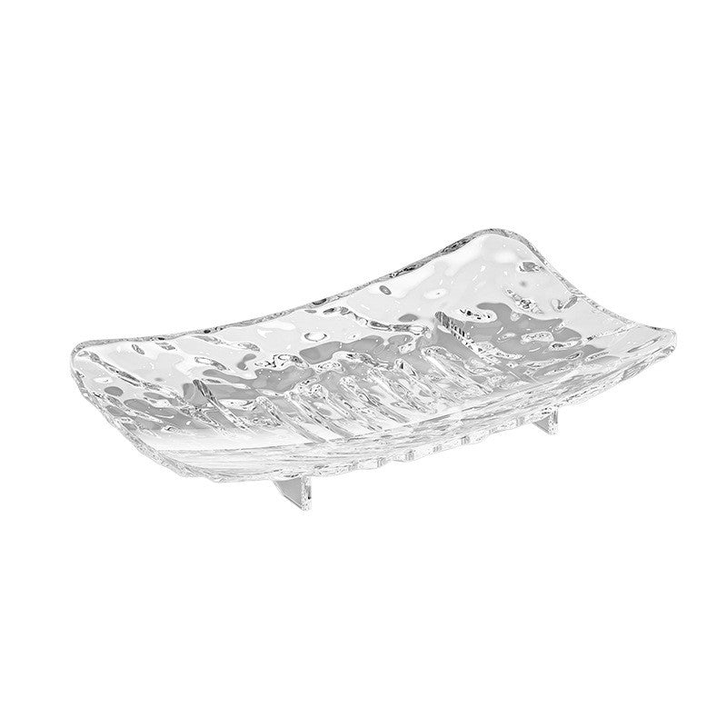 Savoniera Cu Scurgere Apa, Suport Sapun Design Modern Glaciar, Plastic PET Rezistent, Transparent, 15 x 9 x 1.4 cm