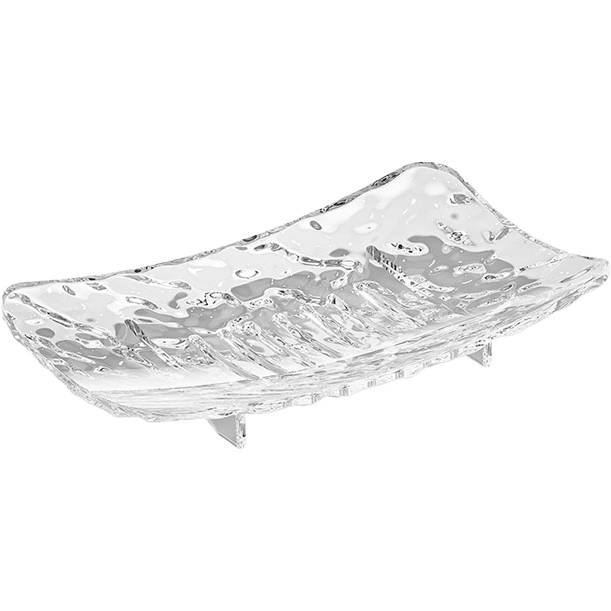 Savoniera Cu Scurgere Apa, Suport Sapun Design Modern Glaciar, Plastic PET Rezistent, Transparent, 15 x 9 x 1.4 cm
