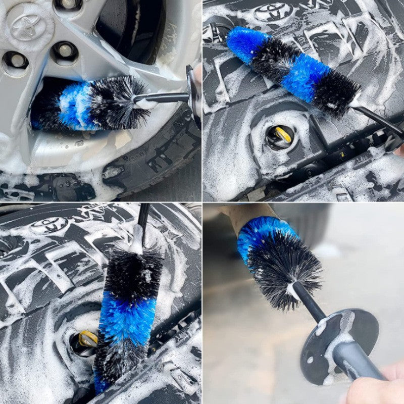 Set Perii Cosmetică Auto pentru Jante și Motor, Manere Ergonomice, Oțel și Plastic, 3 Piese, Albastru