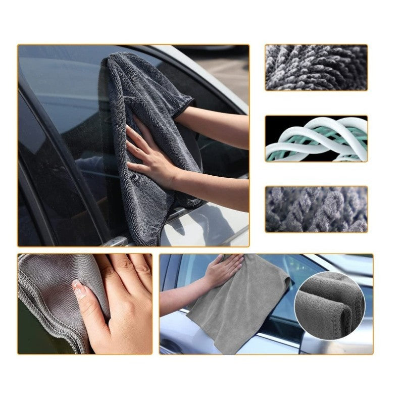 Set Curatare si Detailing Auto, 10 Piese cu Perii Jante, Manusa Microfibra, Lavete si Aplicator Ceara, Plastic si Nanofibra, cu Geanta Depozitare, Gri