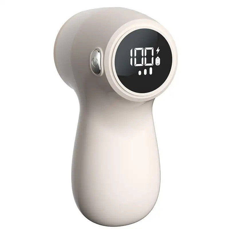 Aparat Electric de Curatat Scame 2 in 1 cu Aspirare, Dispozitiv Reincarcabil pentru Indepartarea Scamelor, 2 Trepte de Putere, Afisaj Digital, 6 Lame Otel Inoxidabil, USB Tip C, 800 mAh, Bej