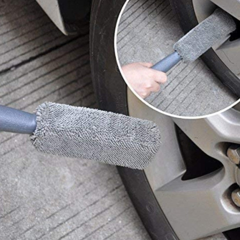Set Curatare Auto Profesional, Kit 12 Accesorii pentru Detailing Interior si Exterior, Perii Jante si Anvelope, Microfibra si Bureti Polish, Gri