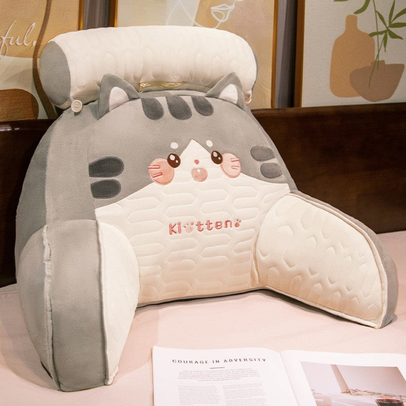 Perna Spatar Pat Multifunctionala, Suport Lombar Ergonomic din Latex, Design Creativ Pisicuta, Material Moale, Gri, 60 x 40 cm