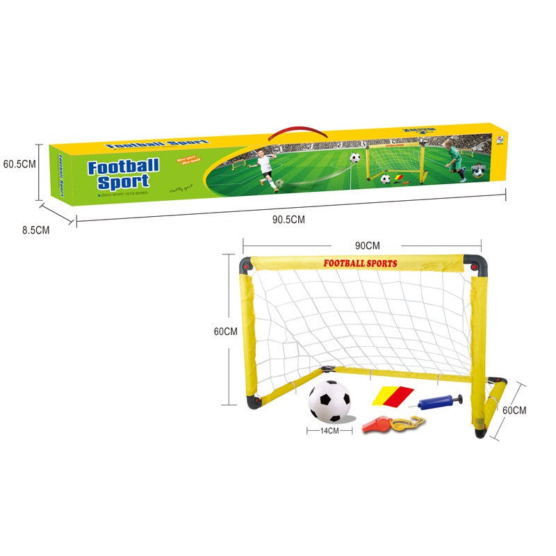 Set Poarta de Fotbal pentru Copii, Include Minge, Cartonașe, Pompă și Fluier, Plastic Durabil, 60x90 cm, Galben