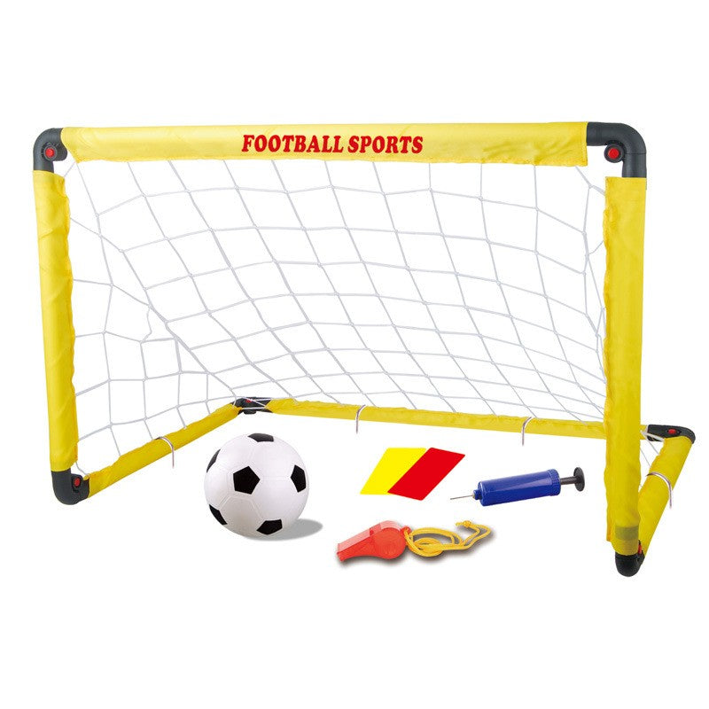 Set Poarta de Fotbal pentru Copii, Include Minge, Cartonașe, Pompă și Fluier, Plastic Durabil, 60x90 cm, Galben