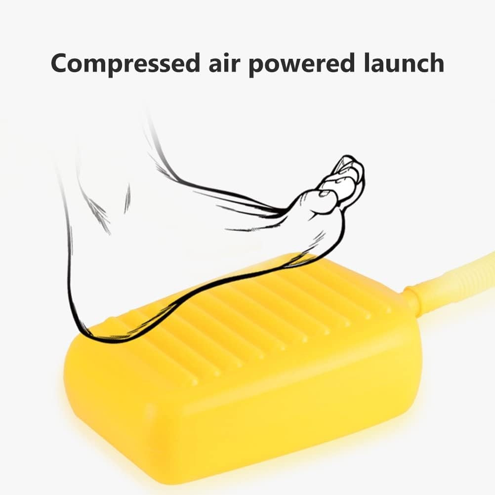 Lansator de Rachete cu Piciorul pentru Copii, Jucarie Interactiva de Exterior, 3 Rachete din Spuma si 3 Avioane, 42x36 cm, Multicolor