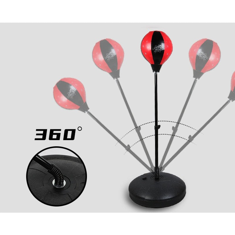 Set Box Copii cu Para Gonflabila si Manusi, Inaltime Reglabila pana la 120 cm, Plastic Rezistent, Antrenament Coordonare, Varsta 3+ Ani, Rosu/Negru