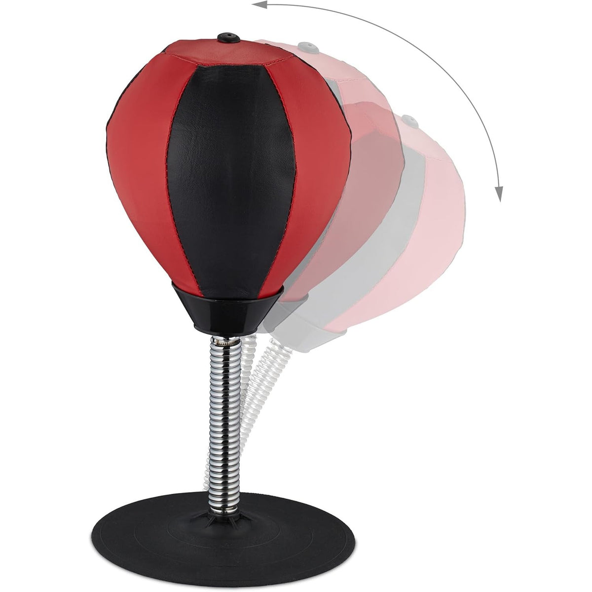 Jucarie Interactiva de Box pentru Copii, Sfera Gonflabila cu Suport de Masa si Arc Flexibil, Plastic Rezistent, Dezvoltare Coordonare, +3 Ani, 10.5 x 20 x 23.5 cm, Rosu/Negru
