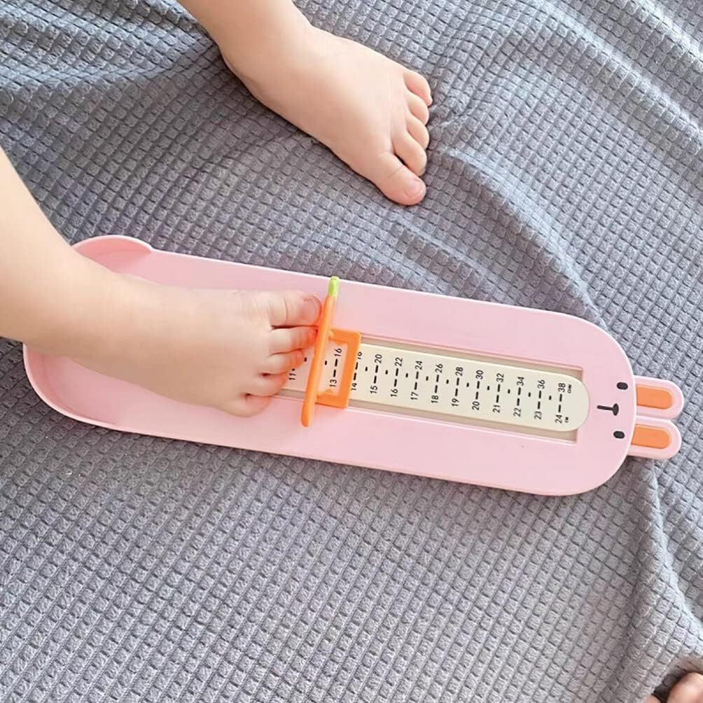 Dispozitiv de Masurat Talpa Piciorului pentru Bebelusi si Copii, Rigla Masurare Incaltaminte cu Cursor Reglabil, Plastic ABS, Model Iepuras, Roz