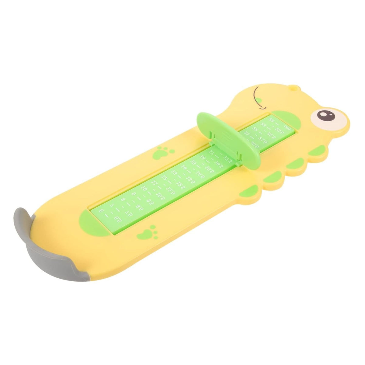 Dispozitiv de Masurat Talpa Piciorului pentru Bebelusi si Copii, Rigla Masurare Incaltaminte cu Cursor Glisant, Plastic ABS Ecologic, Model Dinozaur, Galben, 31 cm