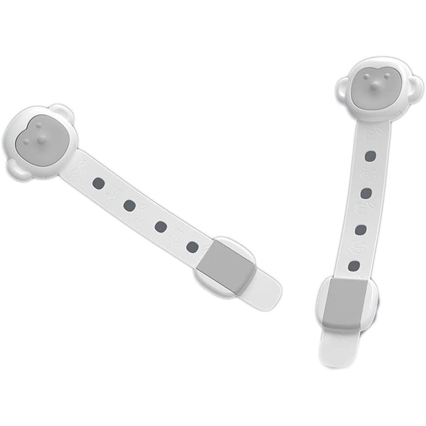 Siguranta pentru Usi si Sertare Copii, Blocare Dulap si Frigider, Model Maimutica, Sistem Autoadeziv cu Lungime Reglabila, Plastic Ecologic, Albastru/Alb, 21.5 x 6 cm