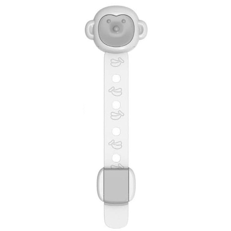 Siguranta pentru Usi si Sertare Copii, Blocare Dulap si Frigider, Model Maimutica, Sistem Autoadeziv cu Lungime Reglabila, Plastic Ecologic, Albastru/Alb, 21.5 x 6 cm