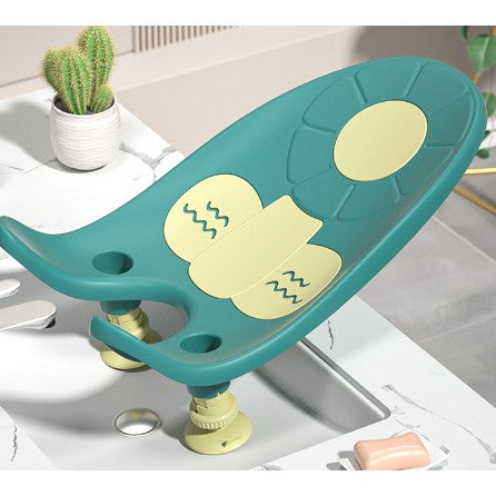 Suport Baie Bebelusi si Scaun Portabil Ergonomic, Montare pe Chiuveta sau Cada, Inclinare Reglabila cu Ventuze Antiderapante, Material TPE Moale, 0-12 Luni, 50 x 24 x 12.5 cm, Verde