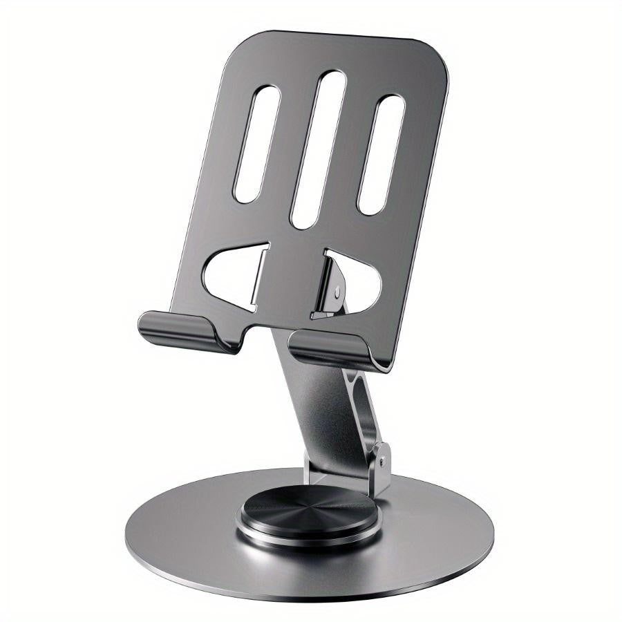 Suport de Birou pentru Telefon si Tableta, Rotire 360 Grade, Design Pliabil si Ergonomic, Constructie din Metal, Universal, 5.7 x 13.5 x 8.7 cm, Gri Metalic