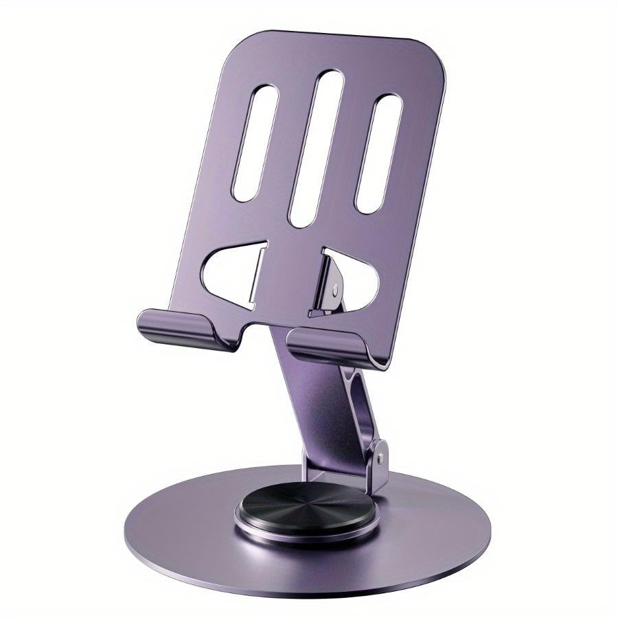 Suport de Birou pentru Telefon si Tableta, Rotire 360 Grade, Design Pliabil si Ergonomic, Metal, 5.7 x 13.5 x 8.7 cm, Universal, Mov