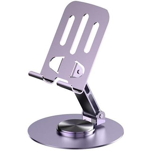 Suport de Birou pentru Telefon si Tableta, Rotire 360 Grade, Design Pliabil si Ergonomic, Metal, 5.7 x 13.5 x 8.7 cm, Universal, Mov
