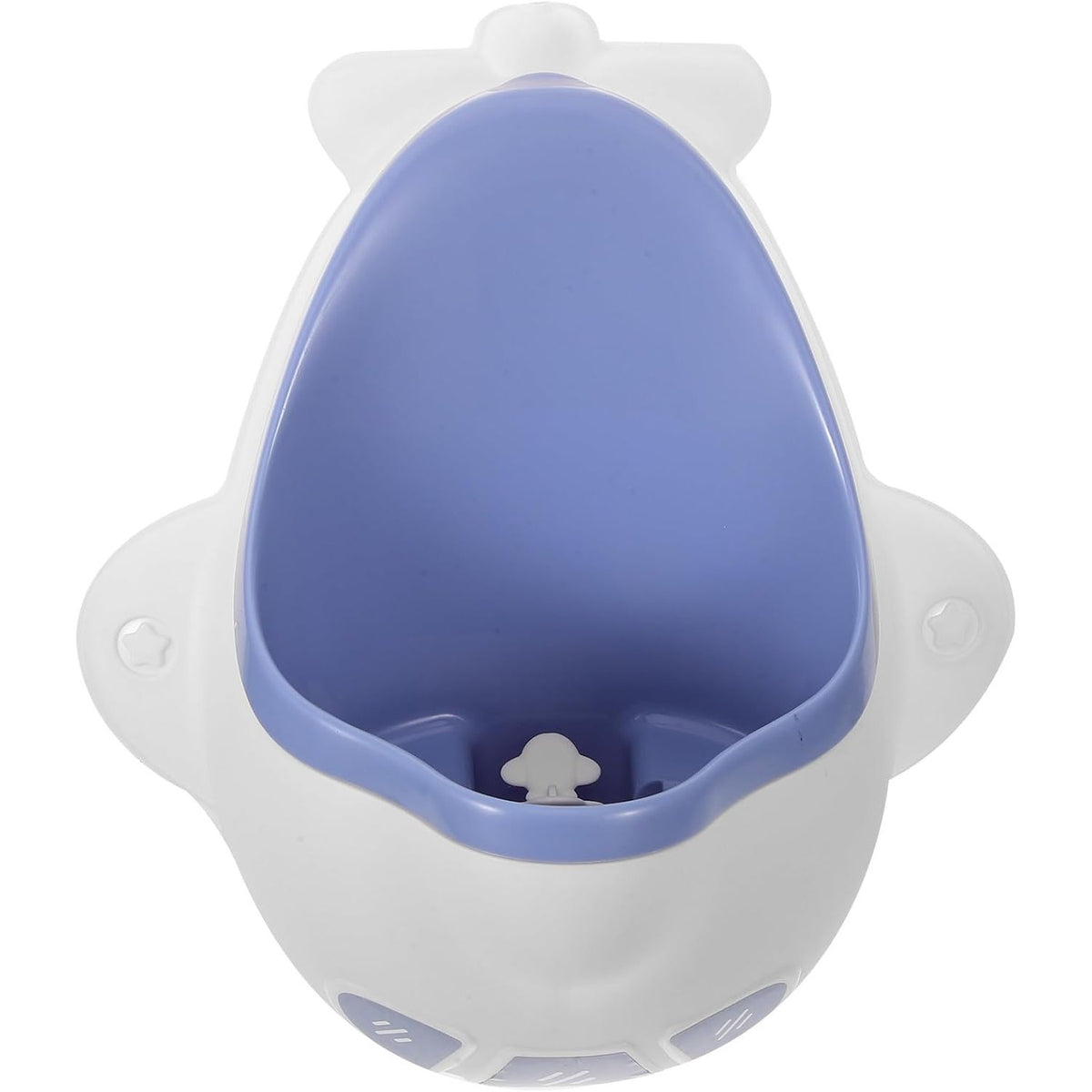 Pisoar pentru Baieti, Forma de Avion cu Morisca Rotativa, Antrenament Toaleta, Montare cu Ventuze sau Carlig, Plastic Ecologic, 29 x 33.5 cm, Albastru/Alb