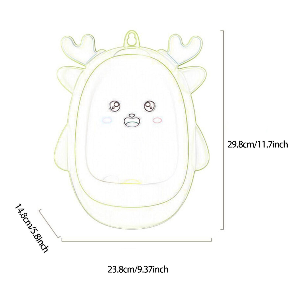Pisoar pentru Baieti, Forma de Cerb cu Morisca Interactiva, Antrenament Toaleta Copii 0-8 Ani, Plastic Ecologic Detasabil, Montare Perete cu Ventuze si Carlig, Perie Curatare Inclusa, 30 cm, Verde