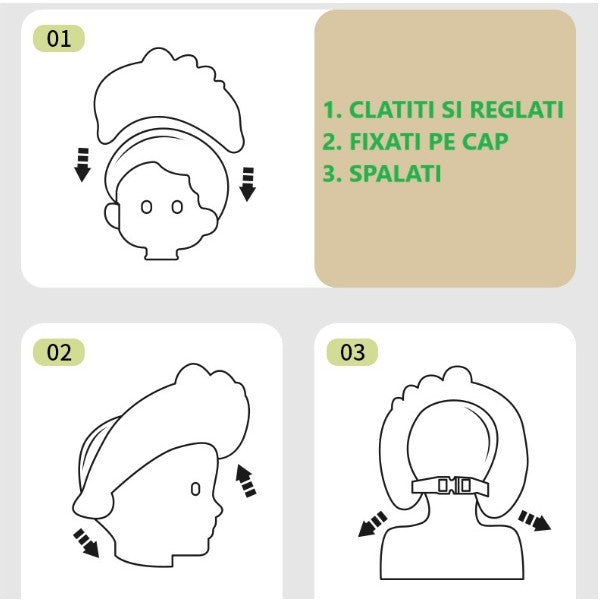 Fippy Casca de Dus pentru Copii si Bebelusi, Protectie Ochi si Urechi Impotriva Samponului, Ajustabila 0-12 Ani, Material TPE si PP, Model Coroana, 20 x 23 cm, Albastru
